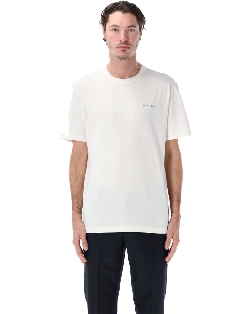 Vintage White Cotton Logo T Shirt Golden goose оригінал – Купити в Україні
