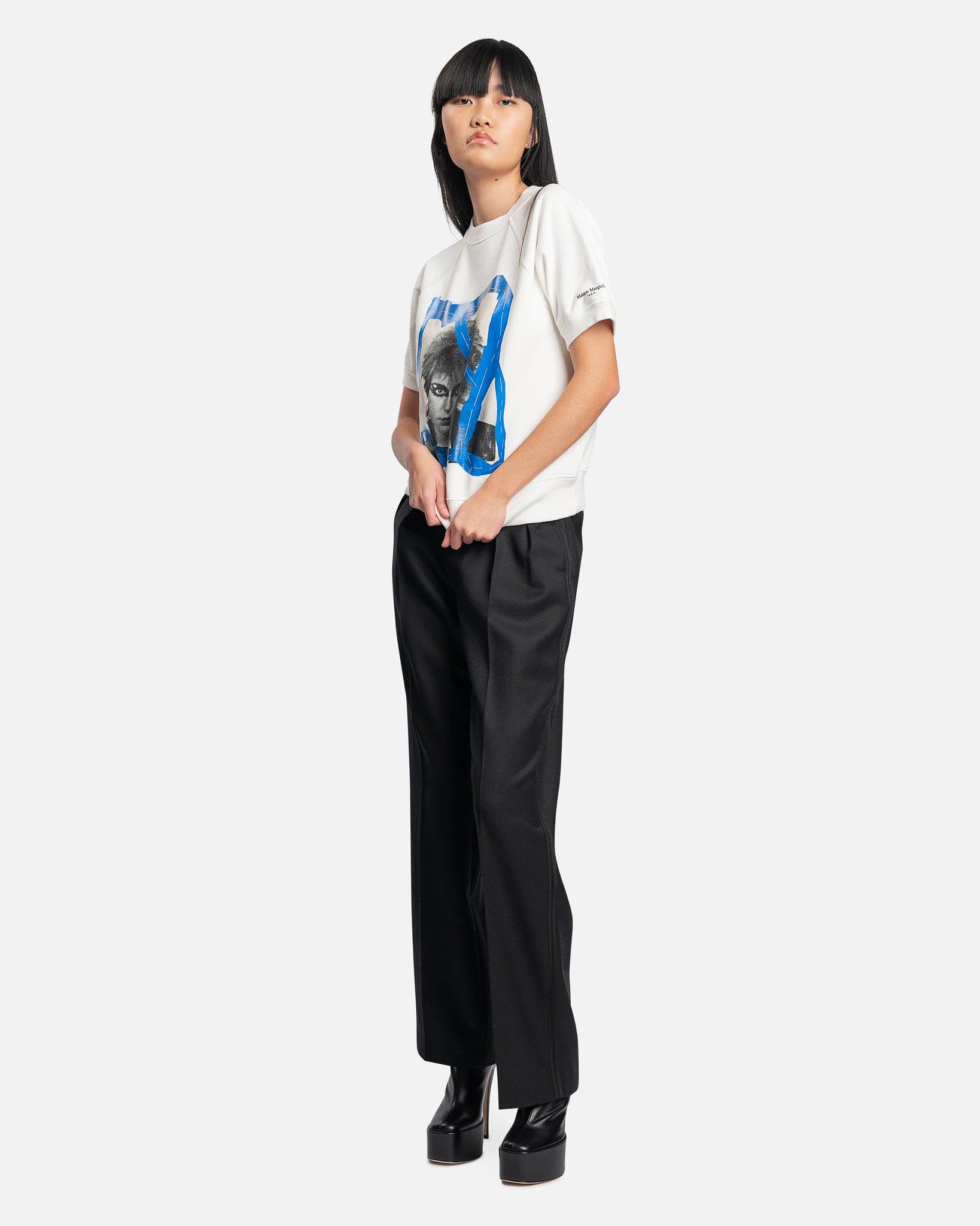Оригінальна Graphic Print Sweater In White Maison margiela – збільшений вид