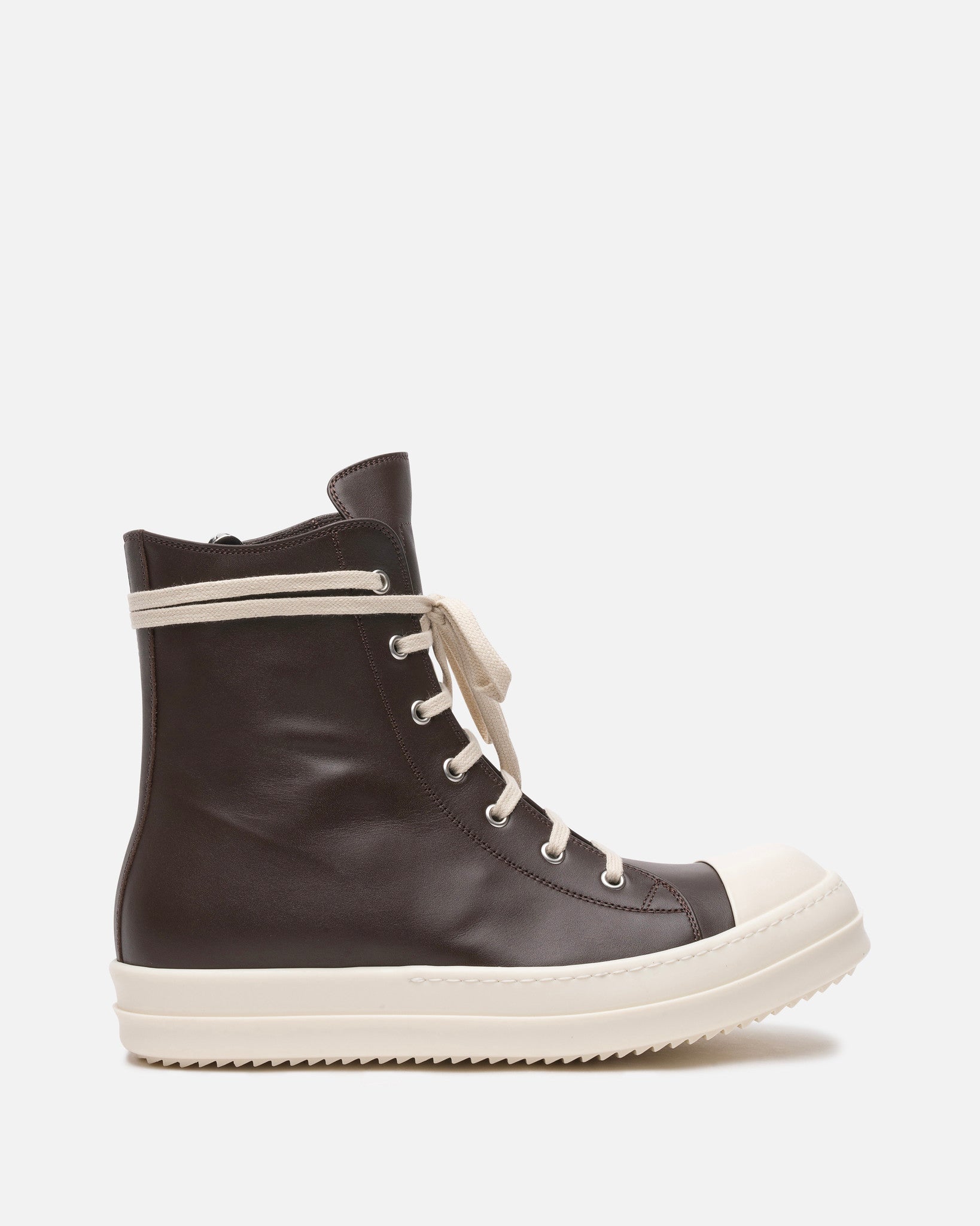 Grease Calf Leather Ramones In Brown Rick owens оригінал – Купити в Україні – боковий вид