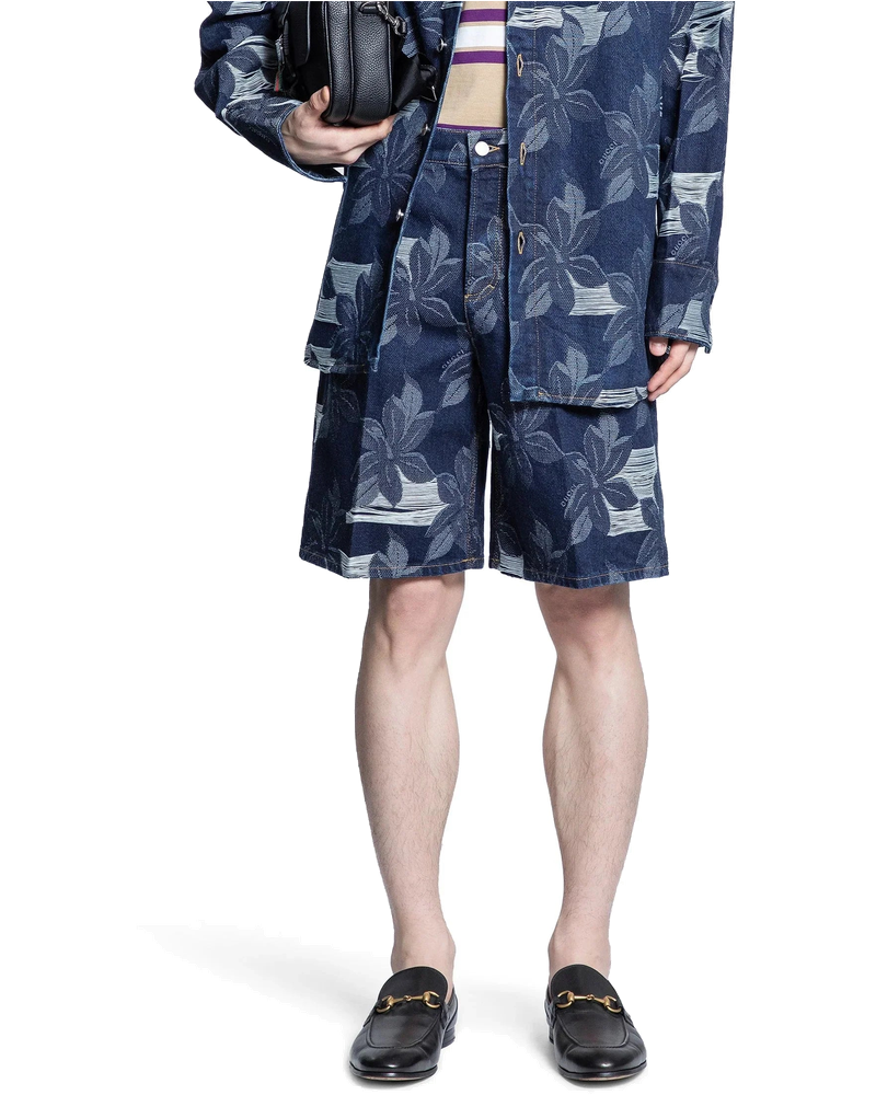 Denim Floral Jacquard Shorts Gucci – Гарантія оригінальності