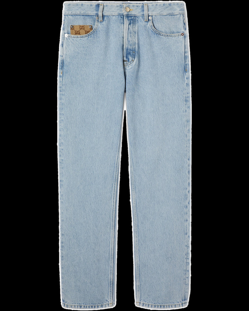 BG_REMOVED_CATALOG_Denim pant with GG insert - GUCCI