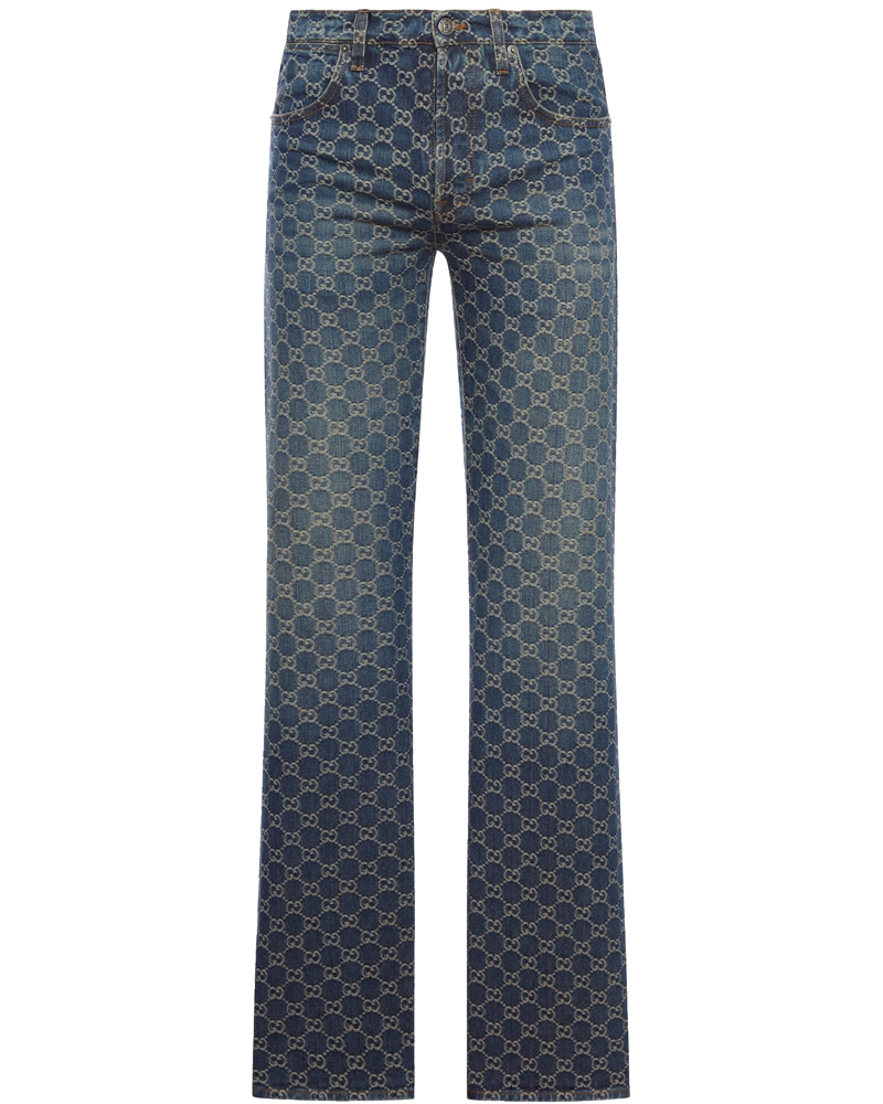 Gg Jacquard Cotton Denim Trousers Gucci – Гарантія оригінальності