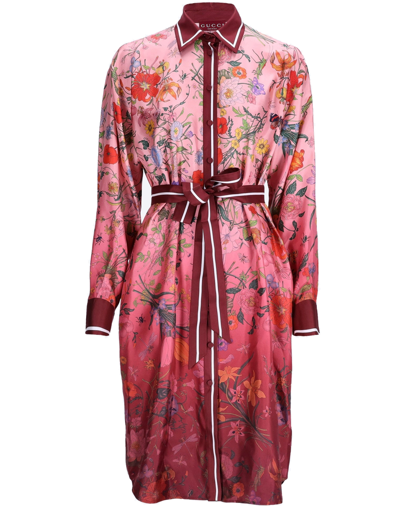 Оригінальна Printed Silk Twill Shirt Dress Gucci