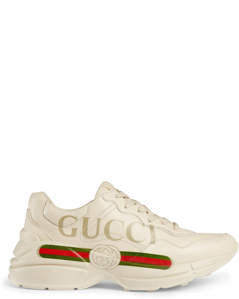Оригінальна Women`s Rhyton Sneakers In Leather With Gucci Logo Gucci