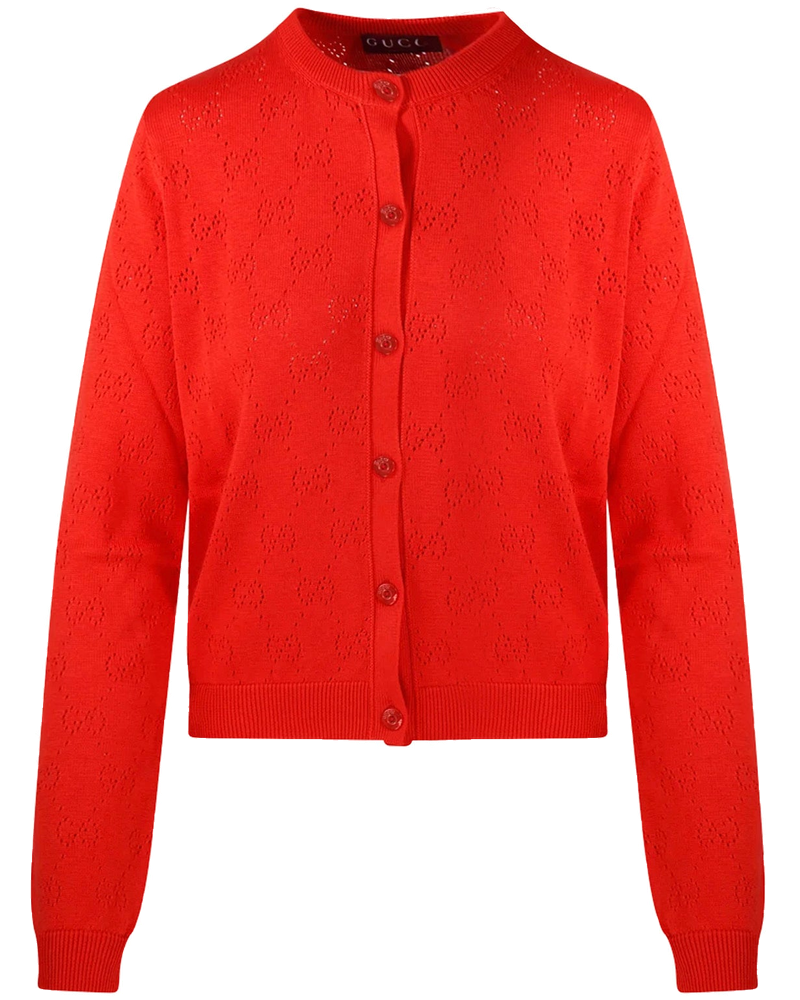 Cardigan In Cotone E Seta Pointelle Con Gg Gucci – Гарантія оригінальності
