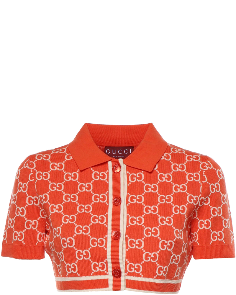 Оригінальна Cardigan Cropped In Cotone Gg Jacquard Gucci