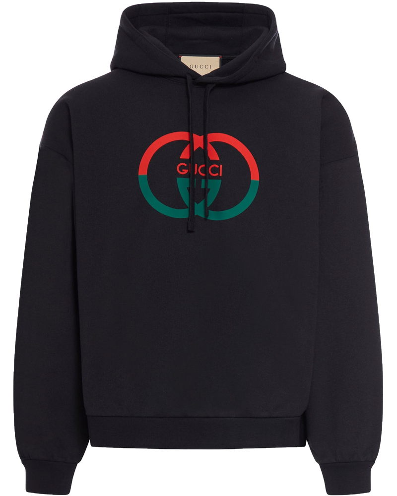 Оригінальна Printed Cotton Jersey Hoodie Gucci