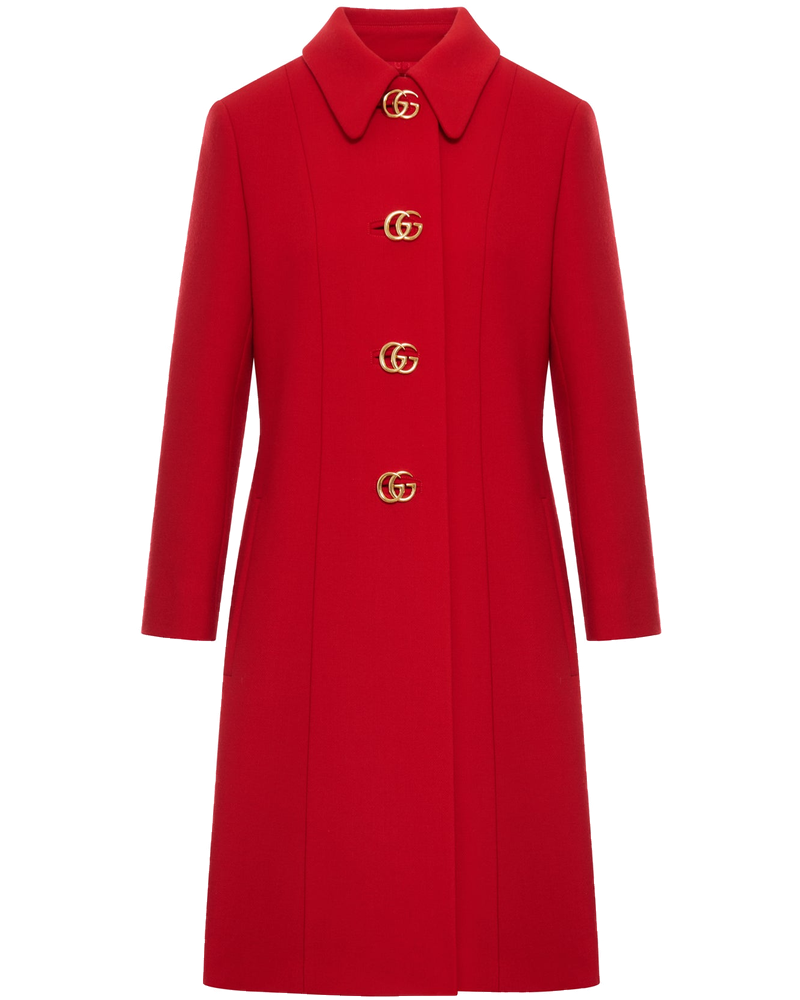 Оригінальна Natté Wool Coat With Double G Button Gucci