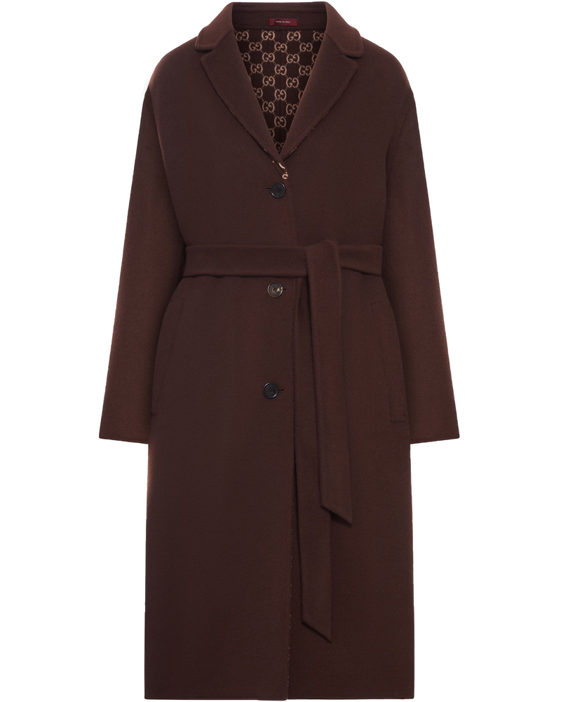 Оригінальна Single-Breasted Coat With Gg Monogram Gucci