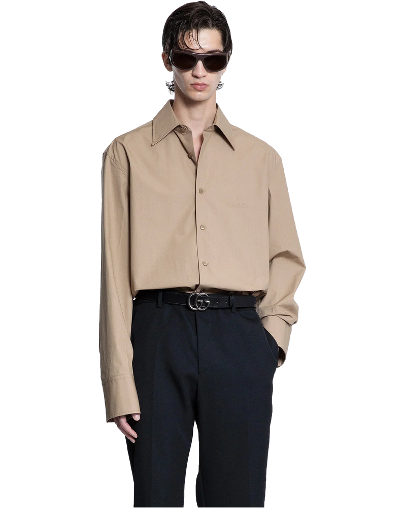 Embossed Logo Cotton Poplin Shirt Gucci – Гарантія оригінальності