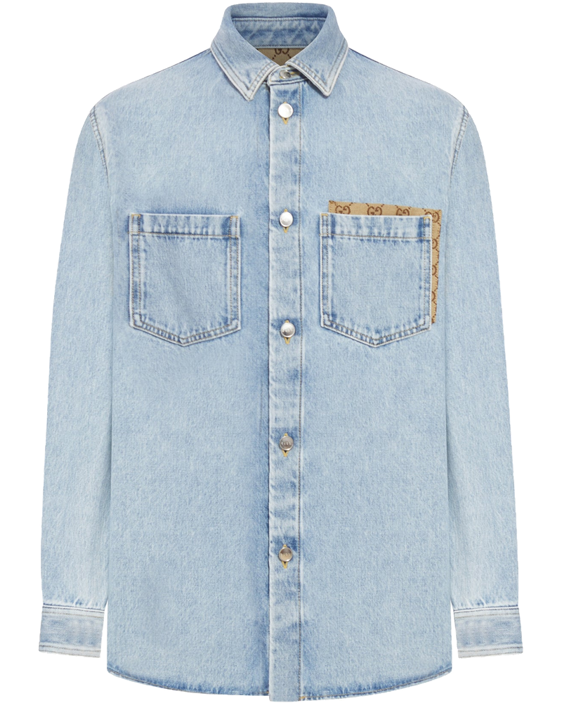 Délavé Denim Shirt With Gg Insert Gucci оригінал – Купити в Україні