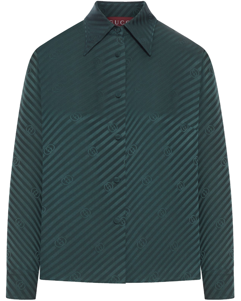 Оригінальна Jacquard Silk Shirt With Gg Cross Gucci