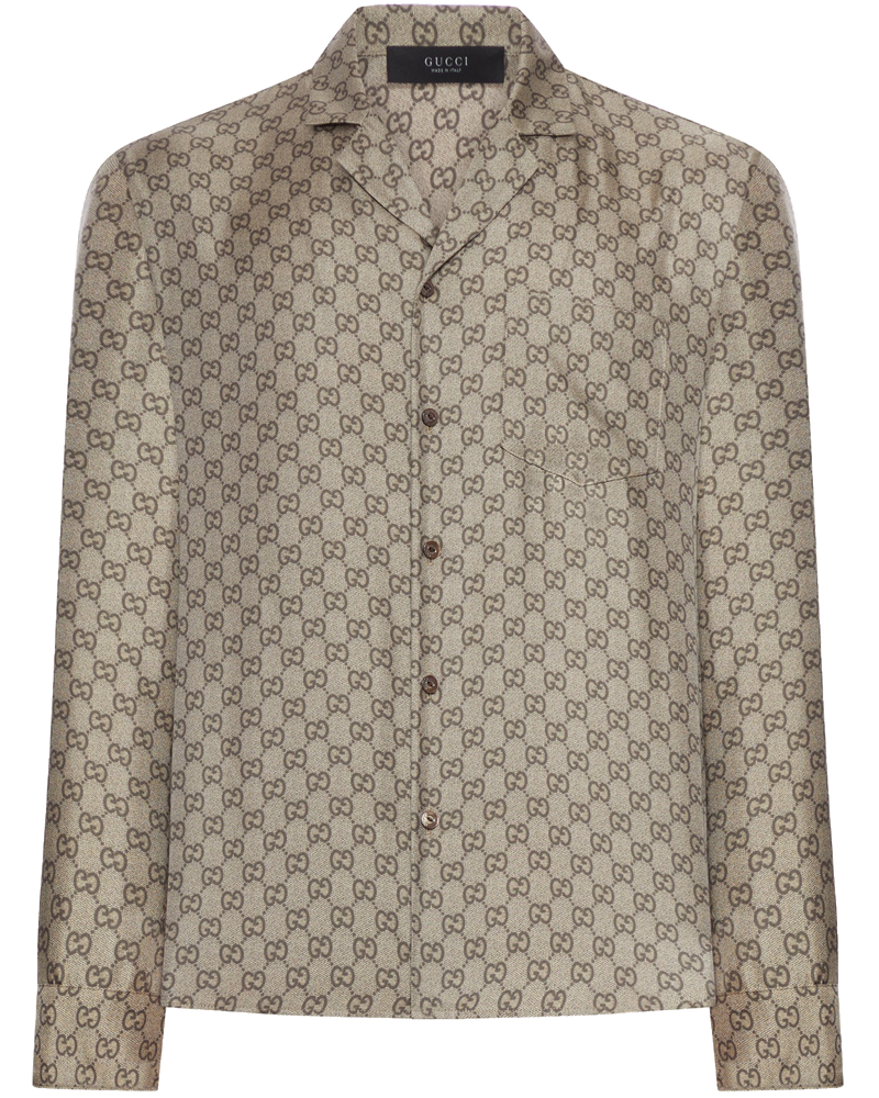 Оригінальна Jacquard Silk Shirt With All-Over Gg Pattern Gucci