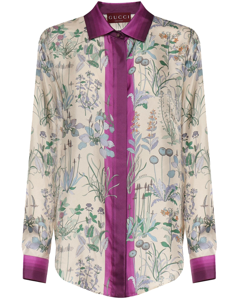Оригінальна Camicia In Twill DI Seta Stampato Gucci