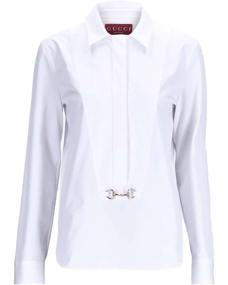 Оригінальна Horsebit Cotton Poplin Shirt Gucci