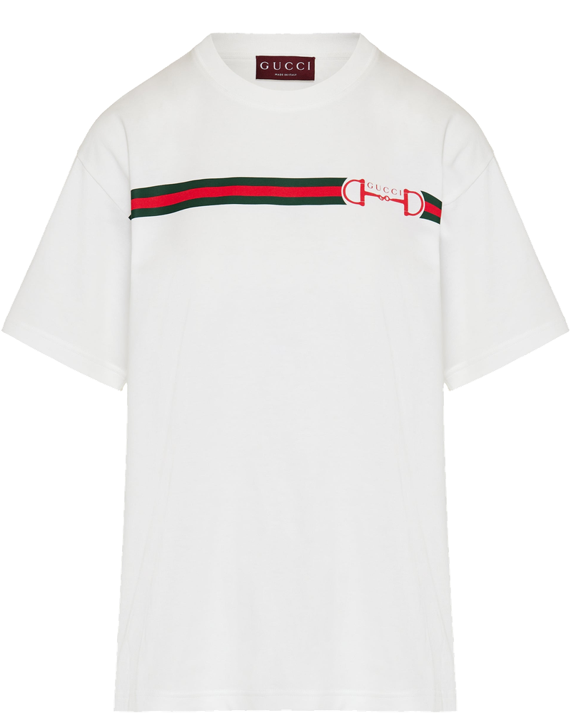 Web Stripe Printed Cotton T Shirt Gucci – Гарантія оригінальності