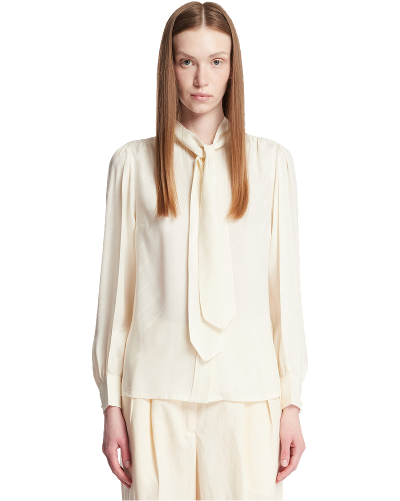 White Gg Interlocking Crepe Satin And Silk Shirt Gucci – Гарантія оригінальності