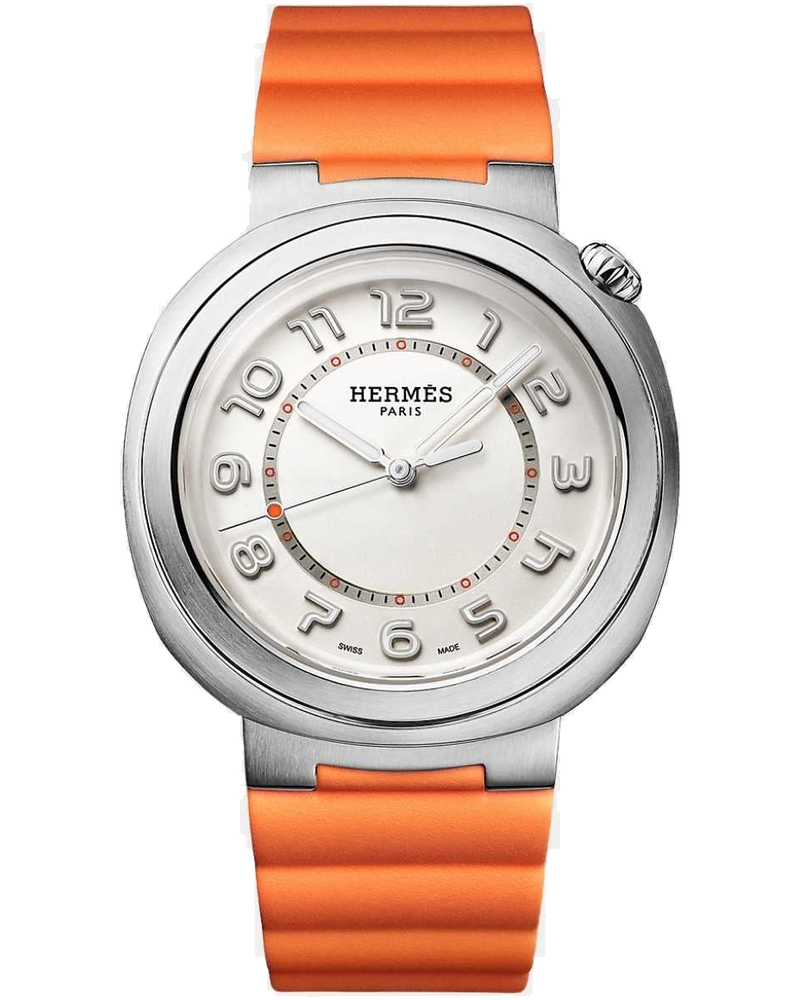 Оригінальна Cut 36 MM Steel Watch With Orange Rubber Strap Hermes