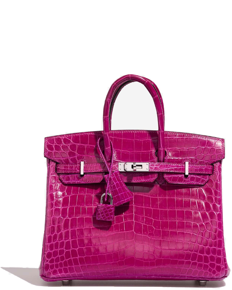Оригінальна Birkin 25 Niloticus Crocodile Rose Pourpre Phw Hermes