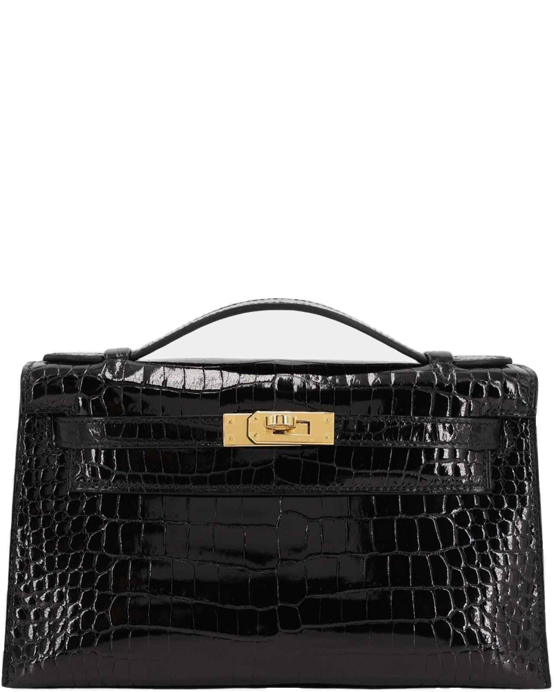 Kelly Pochette Porosus Crocodile Black Ghw Hermes – Гарантія оригінальності