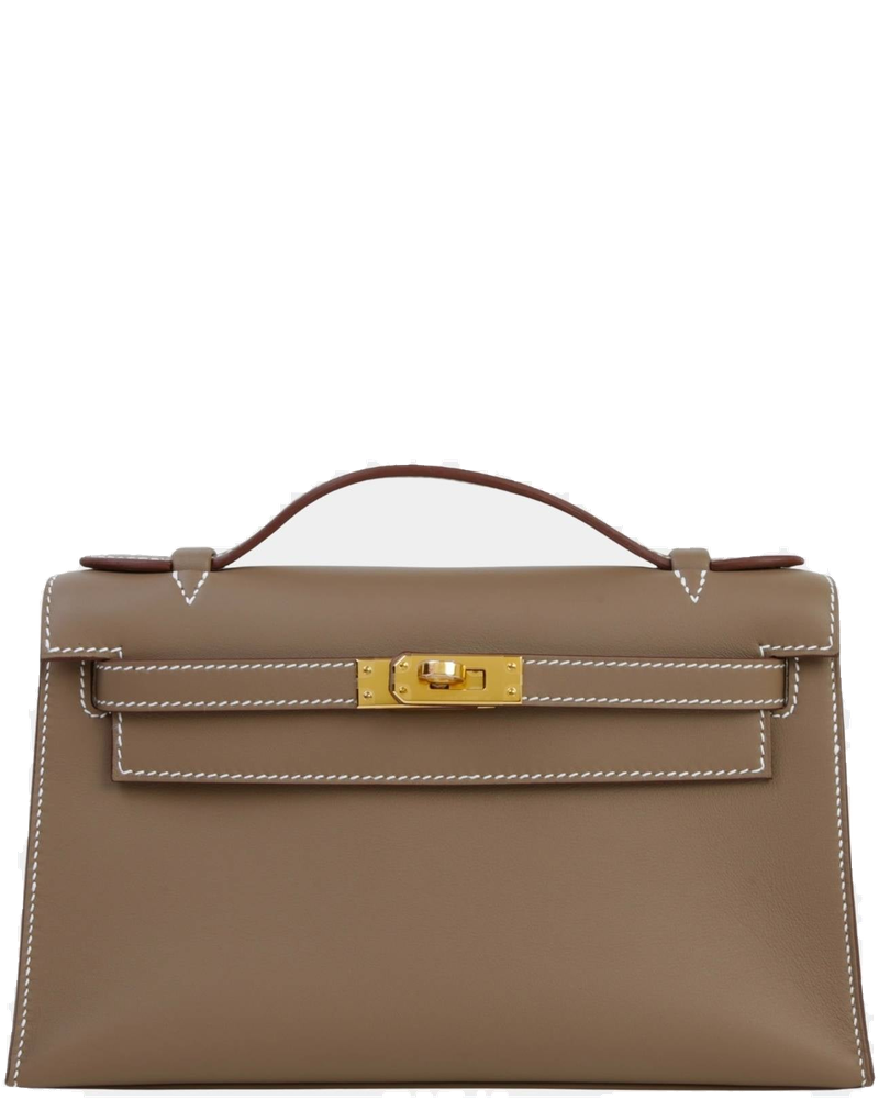 Оригінальна Kelly Pochette Swift Etoupe Ghw Hermes