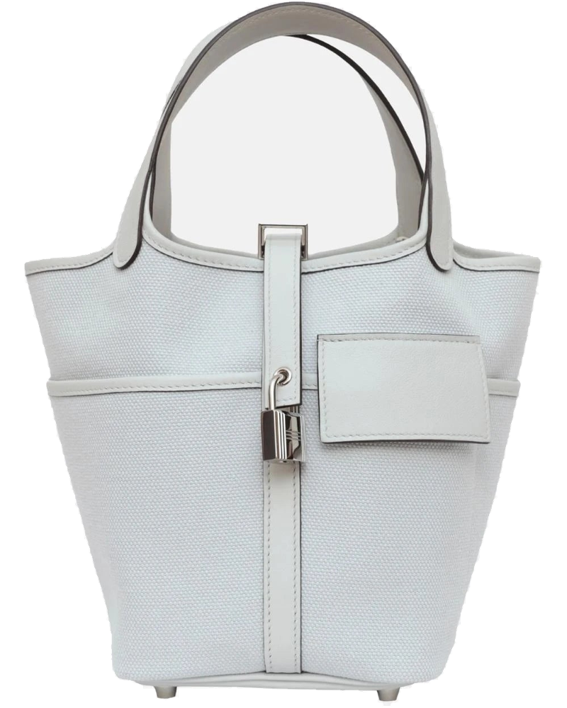 Picotin 18 Gris Platine Swift Canvas Phw Hermes – Гарантія оригінальності