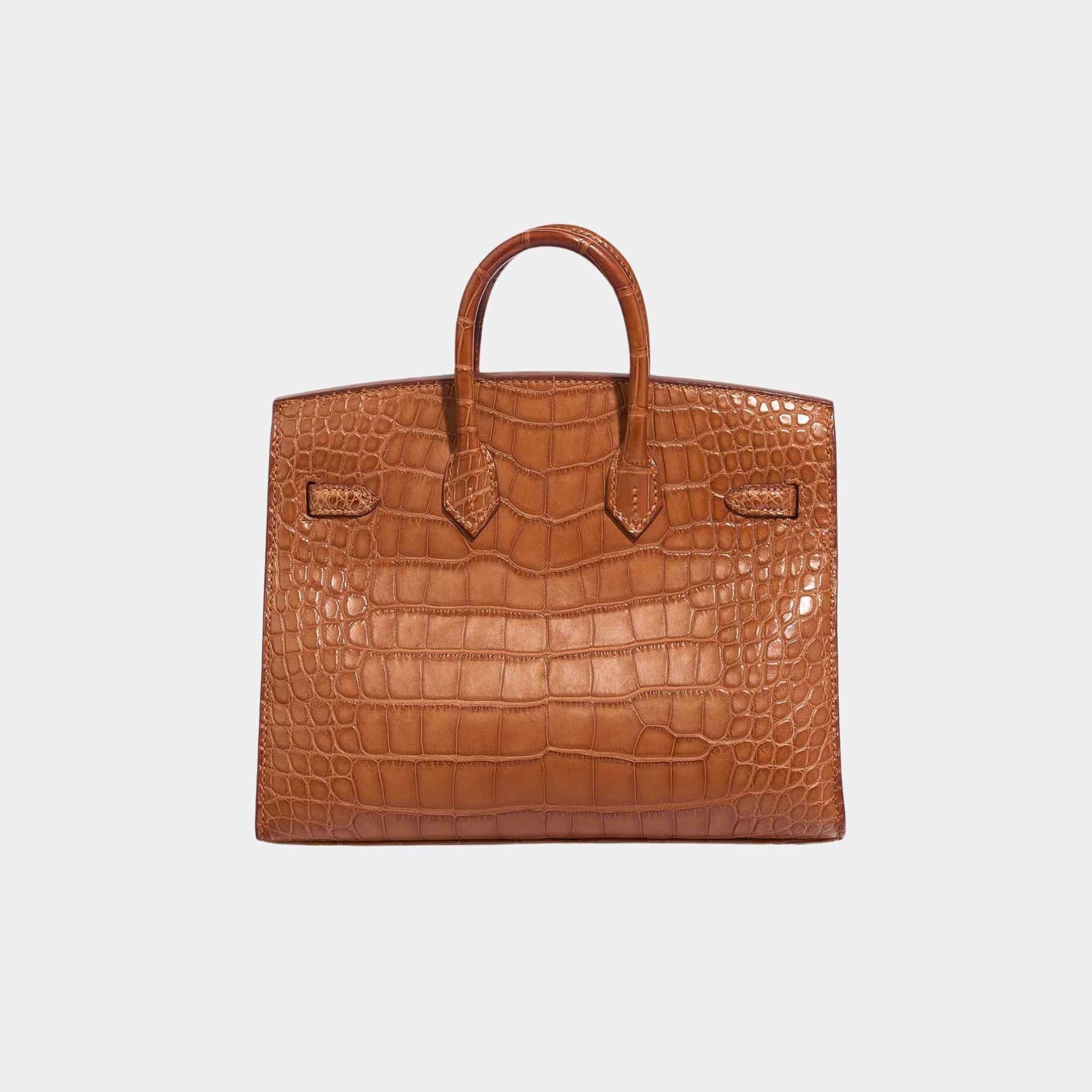 Оригінальна Birkin 20 Alligator Mississippi Gold Ghw Hermes – вид ззаду