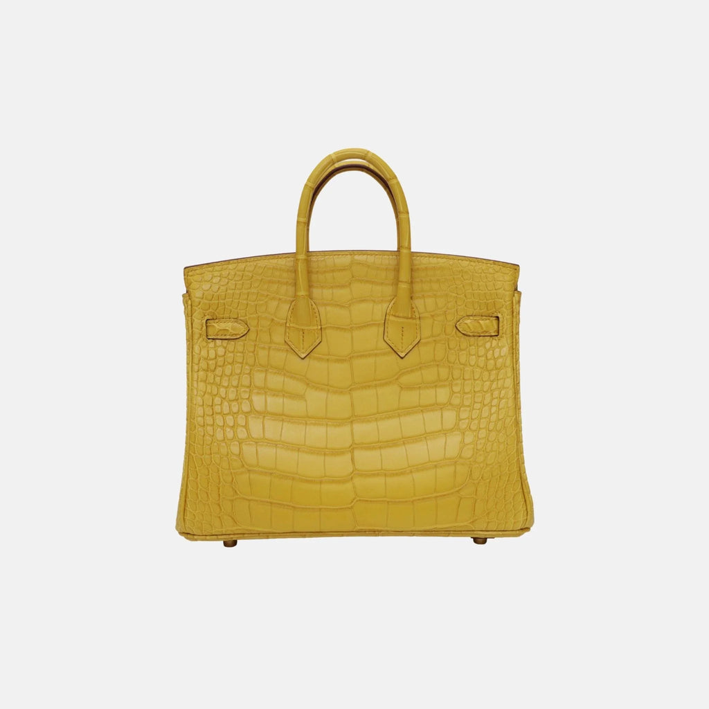 Оригінальна Birkin 25 Jaune Ambre Matte Alligator Ghw Hermes – вид ззаду