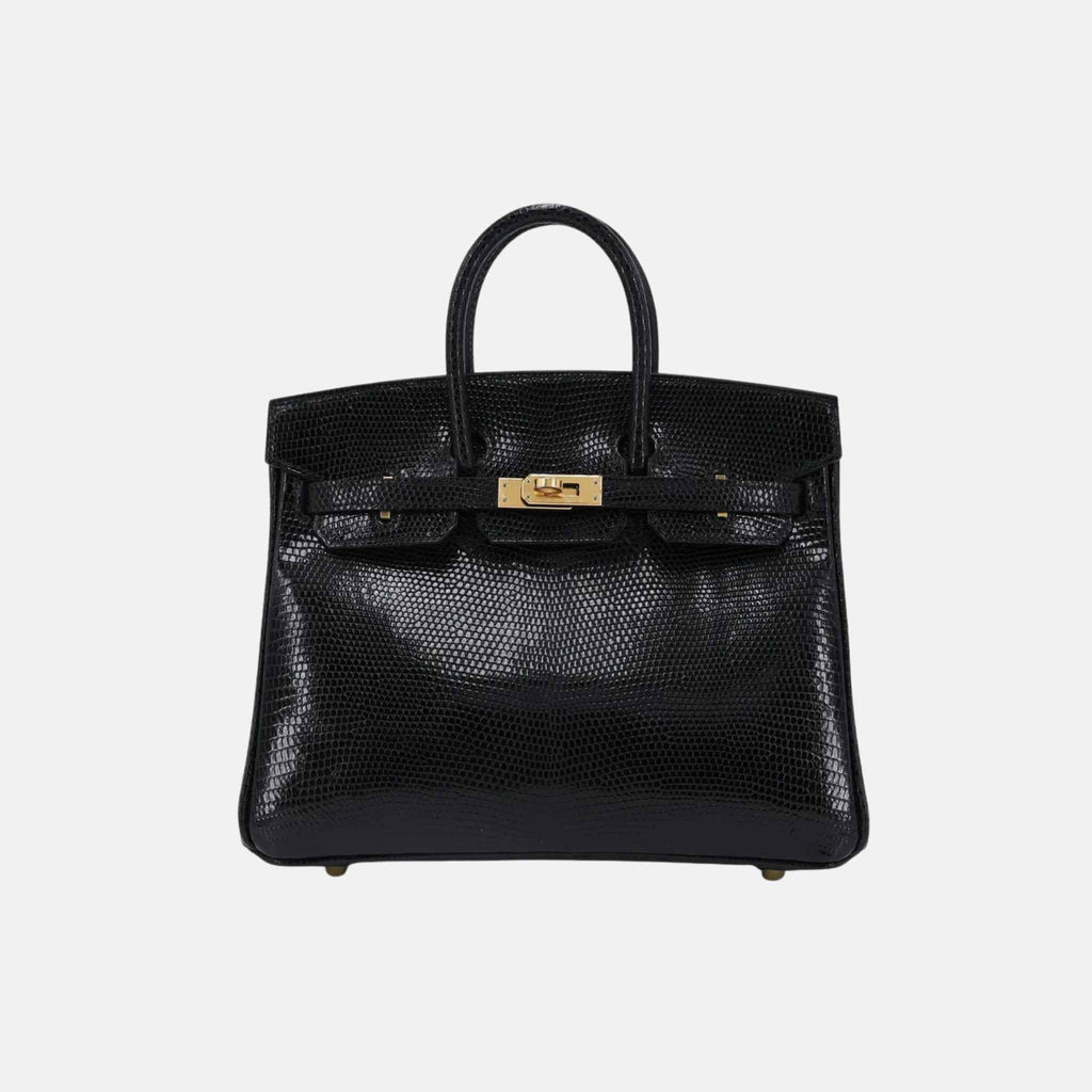 Оригінальна Birkin 25 Lizard Black Ghw Hermes – боковий вид