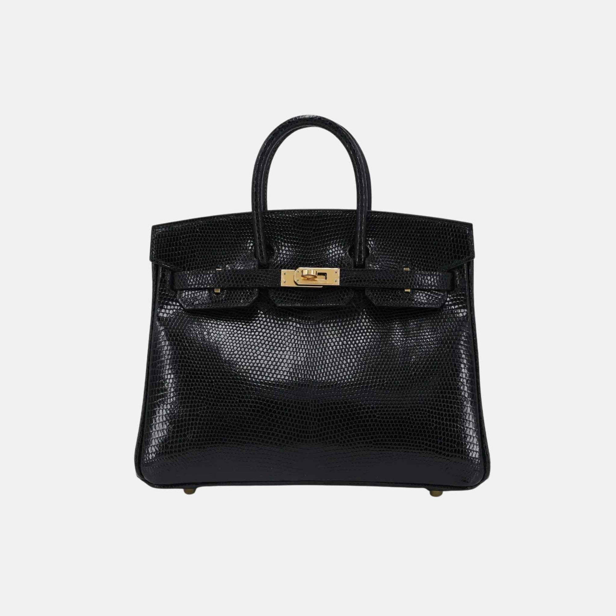 Оригінальна Birkin 25 Lizard Black Ghw Hermes – боковий вид