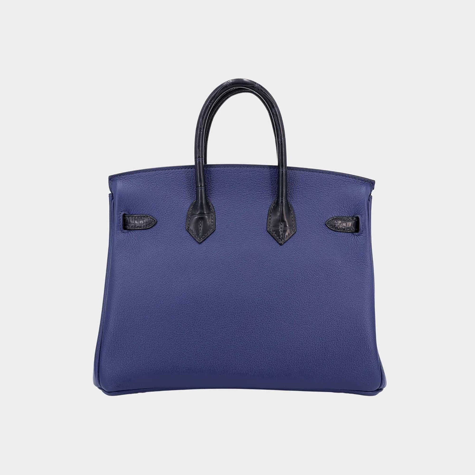 Birkin 25 Matte Alligator-Taurillion Novillo Bleu Saphir Hermes оригінал – Купити в Україні – вид ззаду