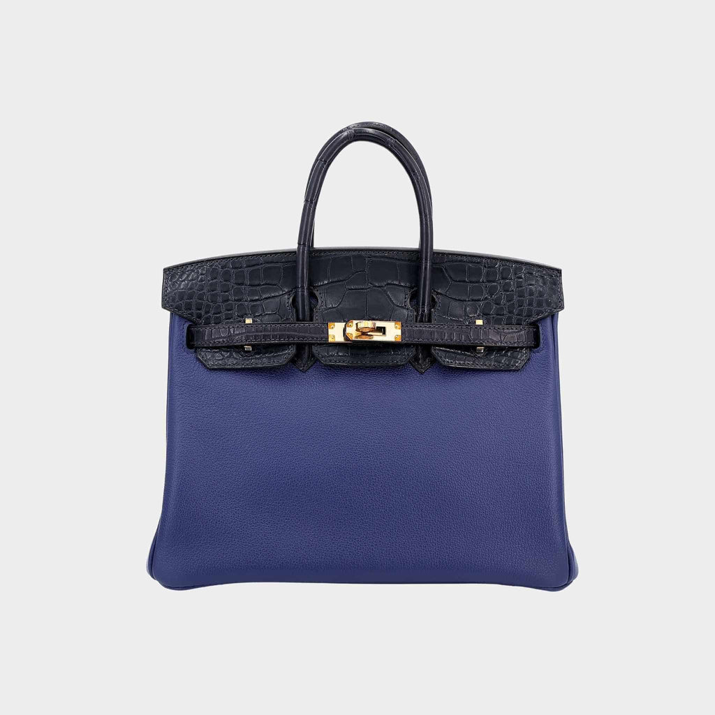 Birkin 25 Matte Alligator-Taurillion Novillo Bleu Saphir Hermes оригінал – Купити в Україні – боковий вид