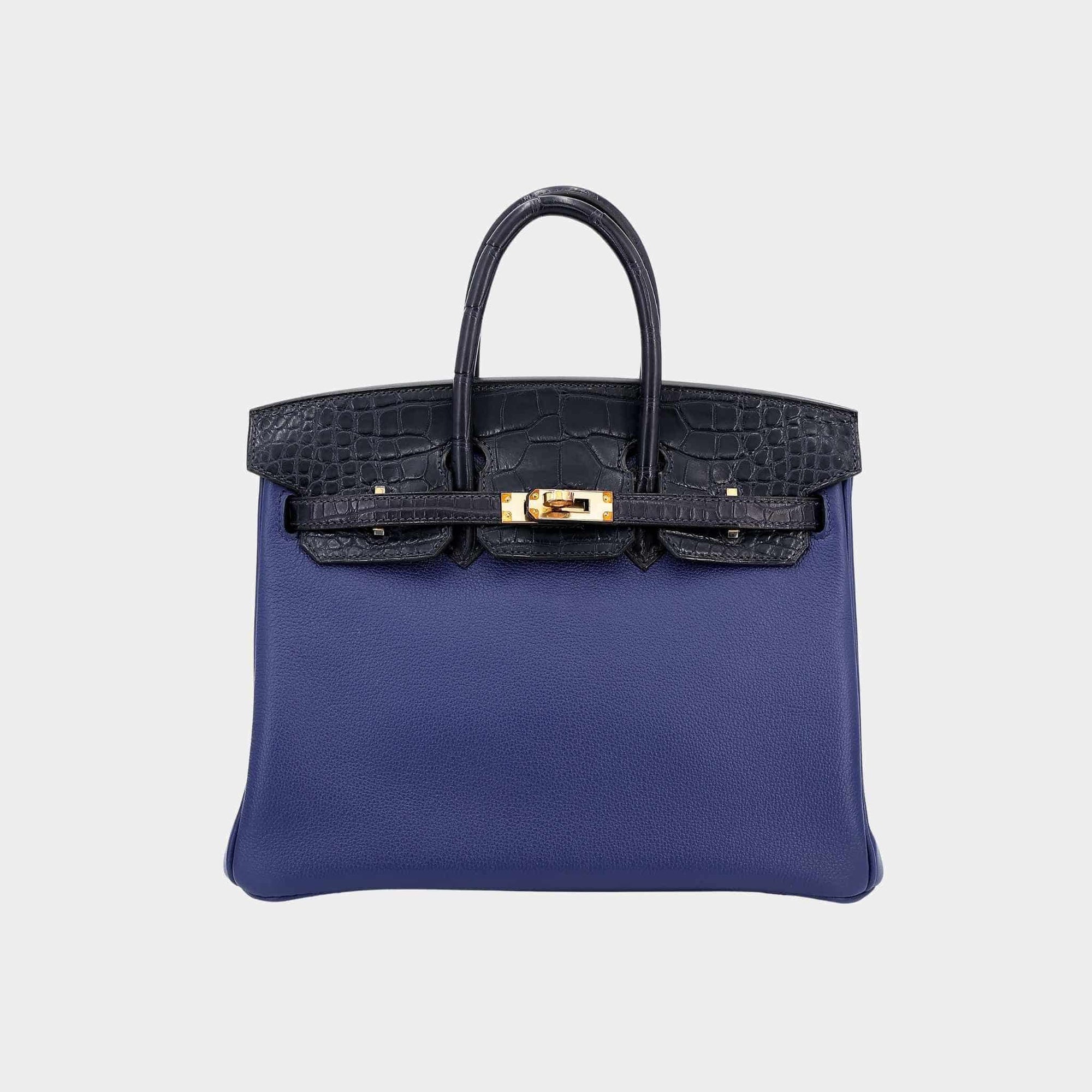 Birkin 25 Matte Alligator-Taurillion Novillo Bleu Saphir Hermes оригінал – Купити в Україні – боковий вид