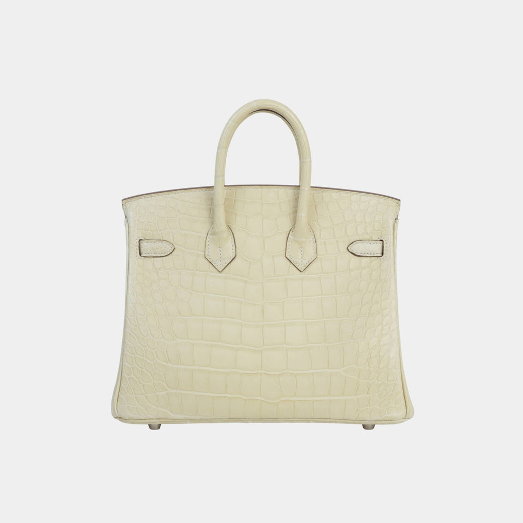 Birkin 25 Matte Alligator Vanille Phw Hermes – Гарантія оригінальності – вид ззаду