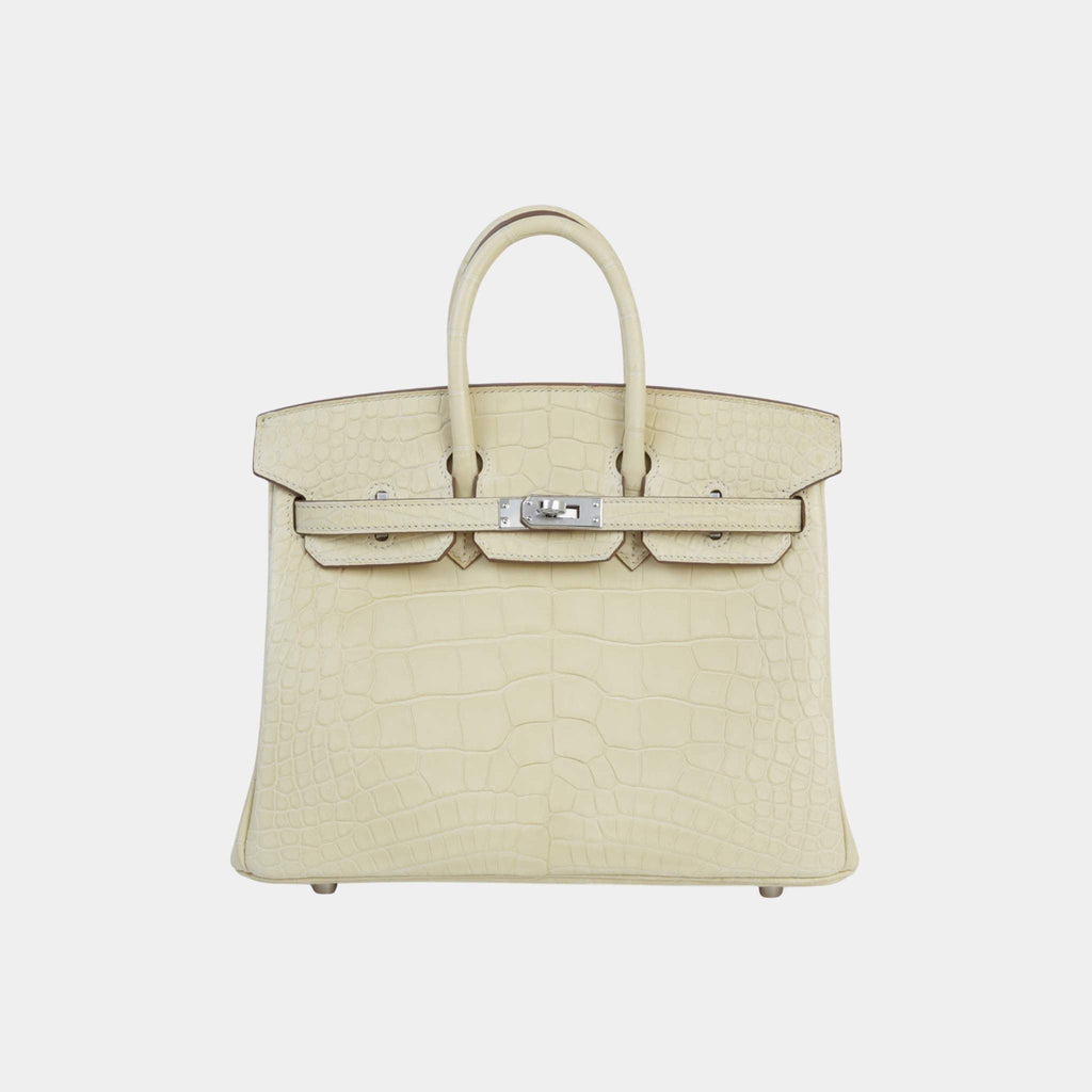 Birkin 25 Matte Alligator Vanille Phw Hermes – Гарантія оригінальності – боковий вид