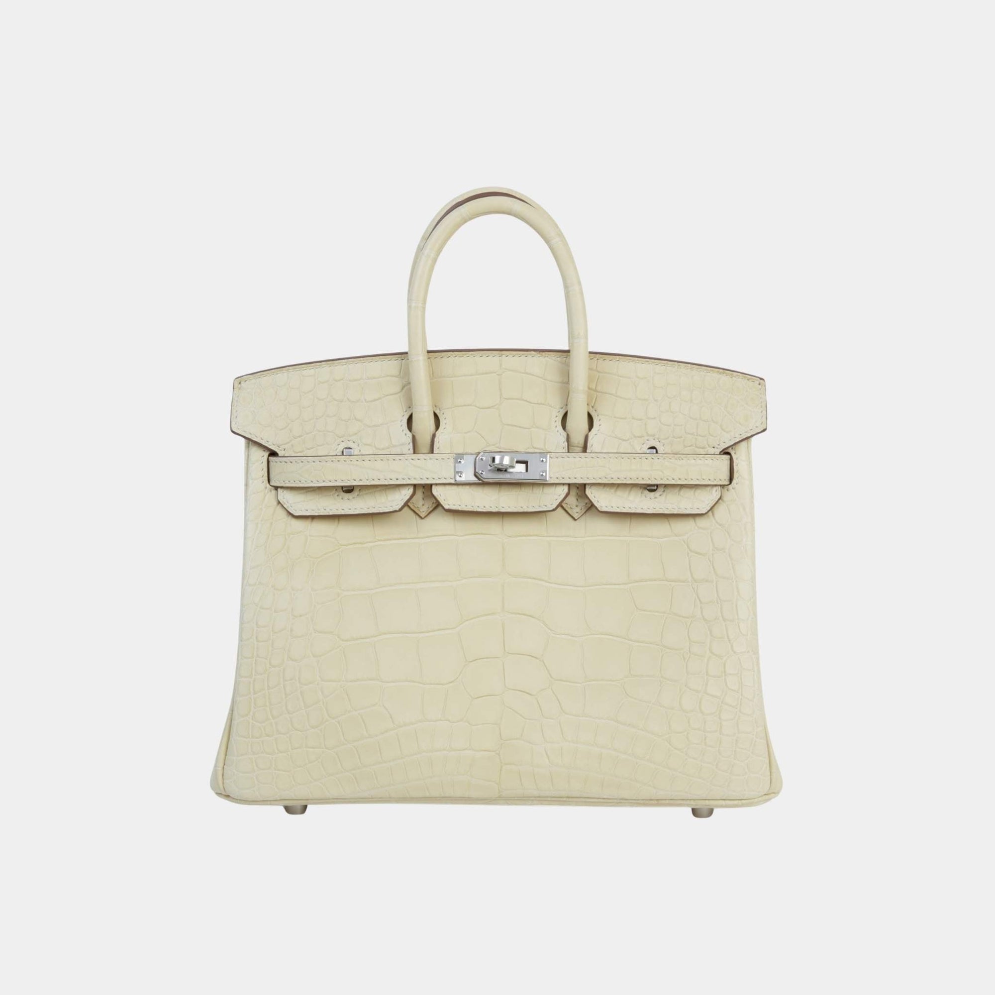 Birkin 25 Matte Alligator Vanille Phw Hermes – Гарантія оригінальності – боковий вид