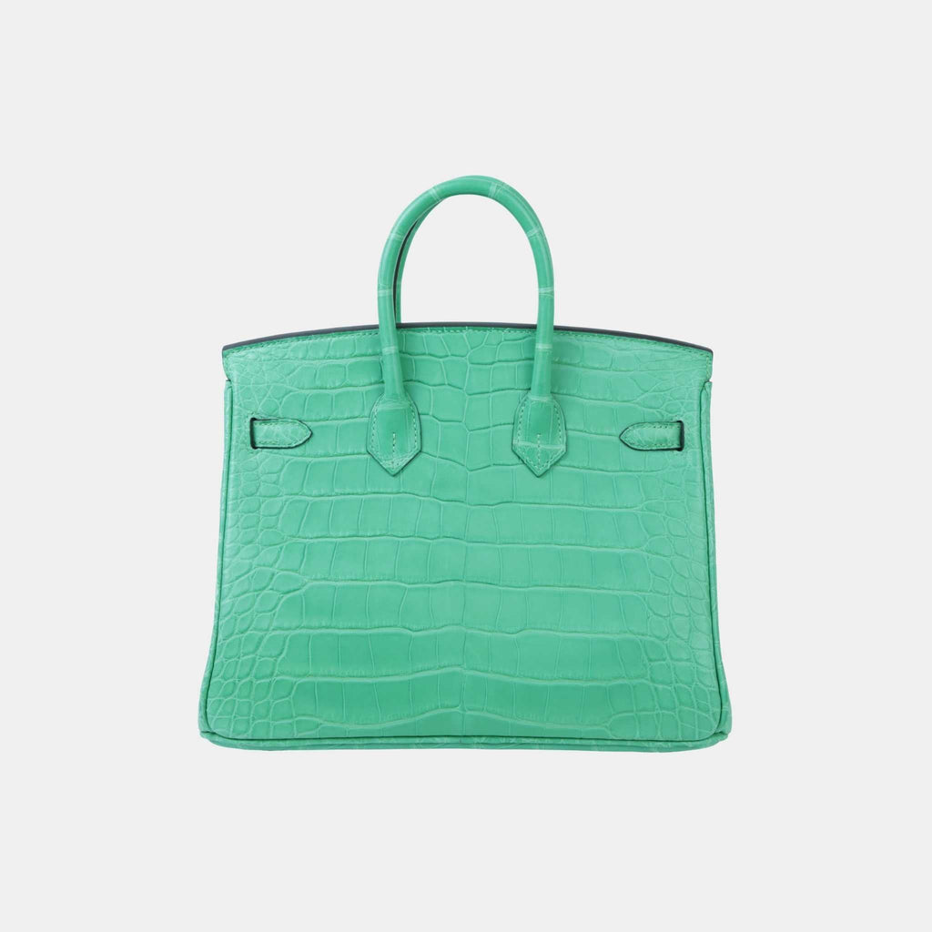 Birkin 25 Matte Alligator Vert Comics Phw Hermes – Гарантія оригінальності – вид ззаду