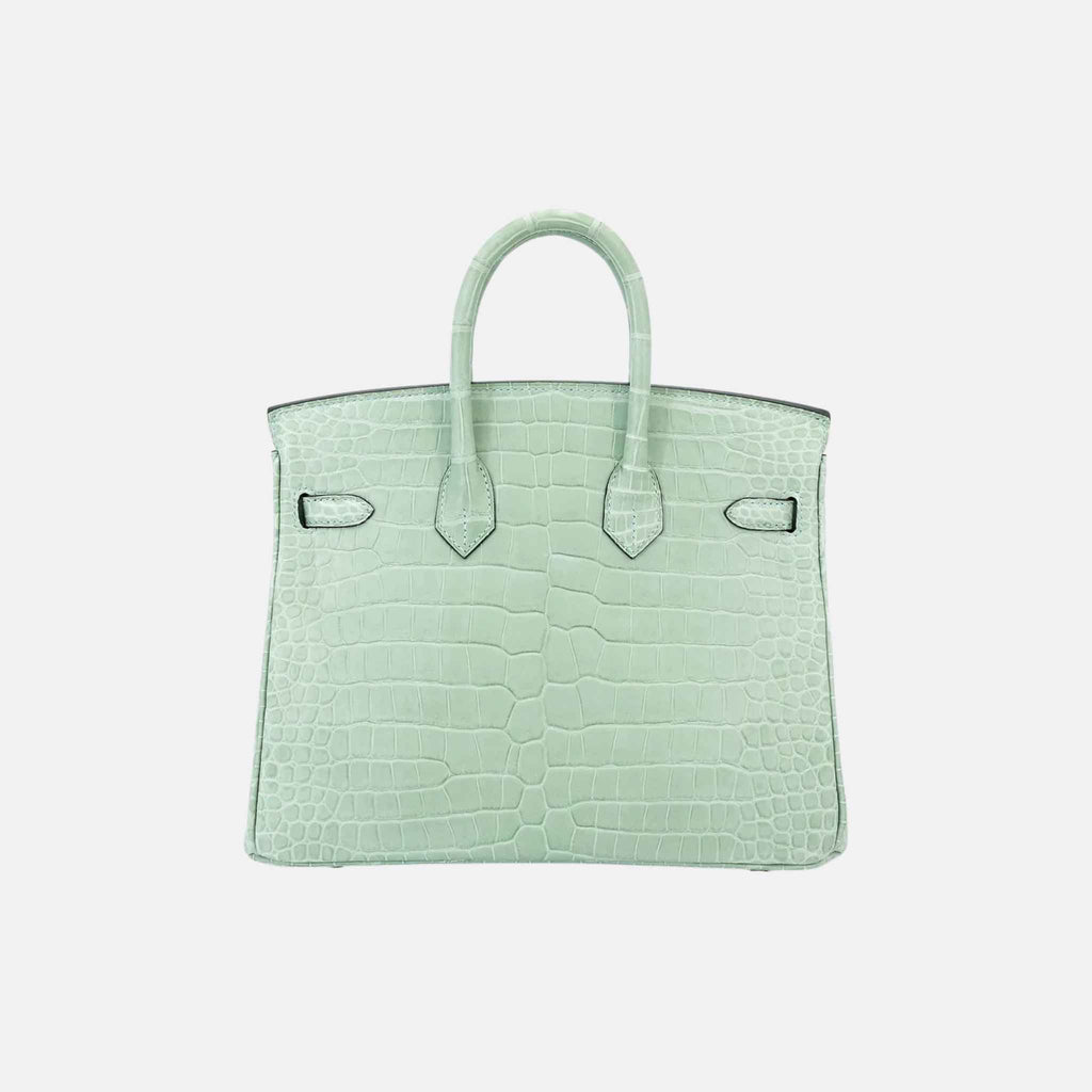 Оригінальна Birkin 25 Matte Porosus Crocodile Vert Deau Ghw Hermes – вид ззаду