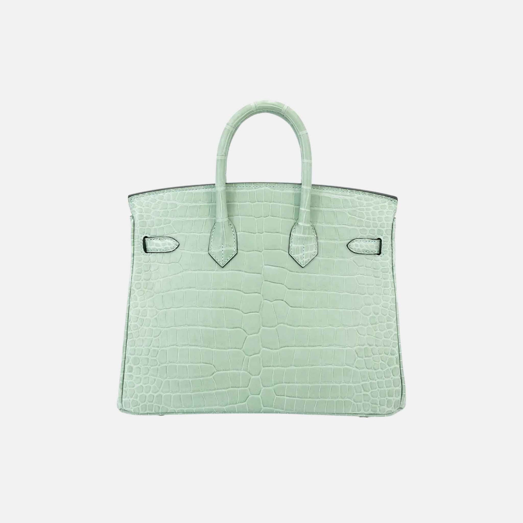 Оригінальна Birkin 25 Matte Porosus Crocodile Vert Deau Ghw Hermes – вид ззаду