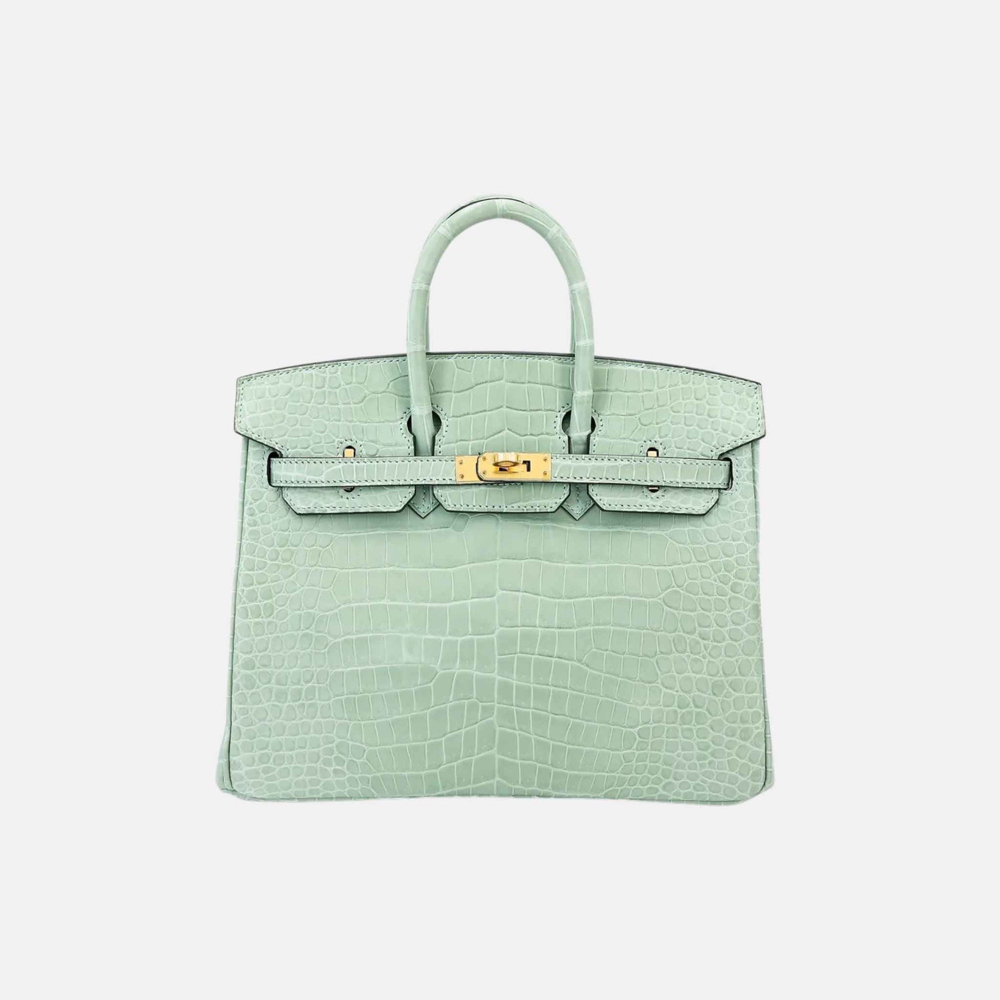 Оригінальна Birkin 25 Matte Porosus Crocodile Vert Deau Ghw Hermes – боковий вид