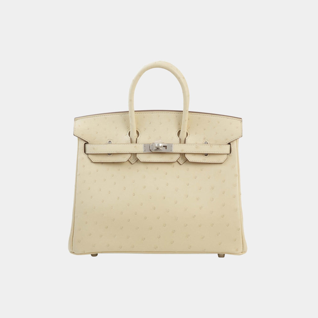 Оригінальна Birkin 25 Ostrich Parchemin Phw Hermes – боковий вид