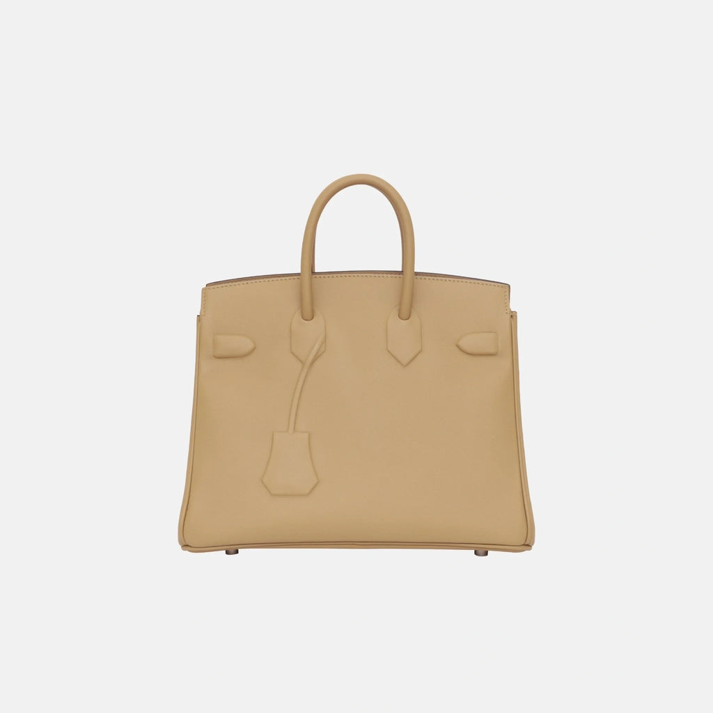 Оригінальна Birkin 25 Shadow Poussiere Swift Hermes – вид ззаду