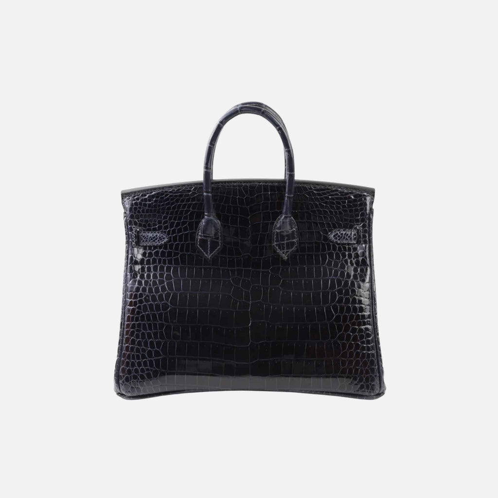Birkin 25 Shiny Porosus Crocodile Bleu Baltique Ghw Hermes оригінал – Купити в Україні – вид ззаду