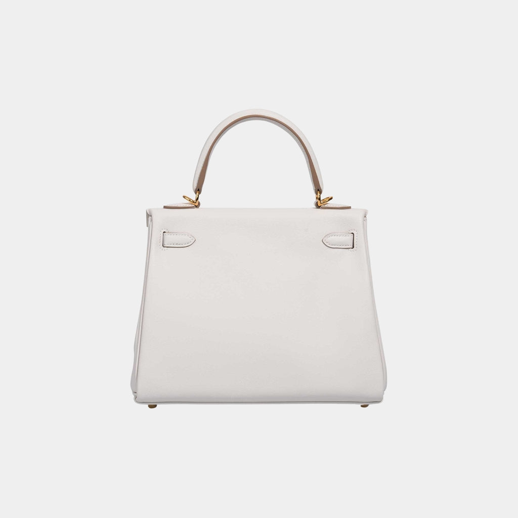 Оригінальна Kelly 25 Swift Gris Pale Ghw Hermes – вид ззаду