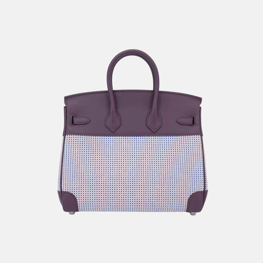 Оригінальна Birkin 25 Swift-Toile Quadrille Canvas Cassis Hermes – вид ззаду