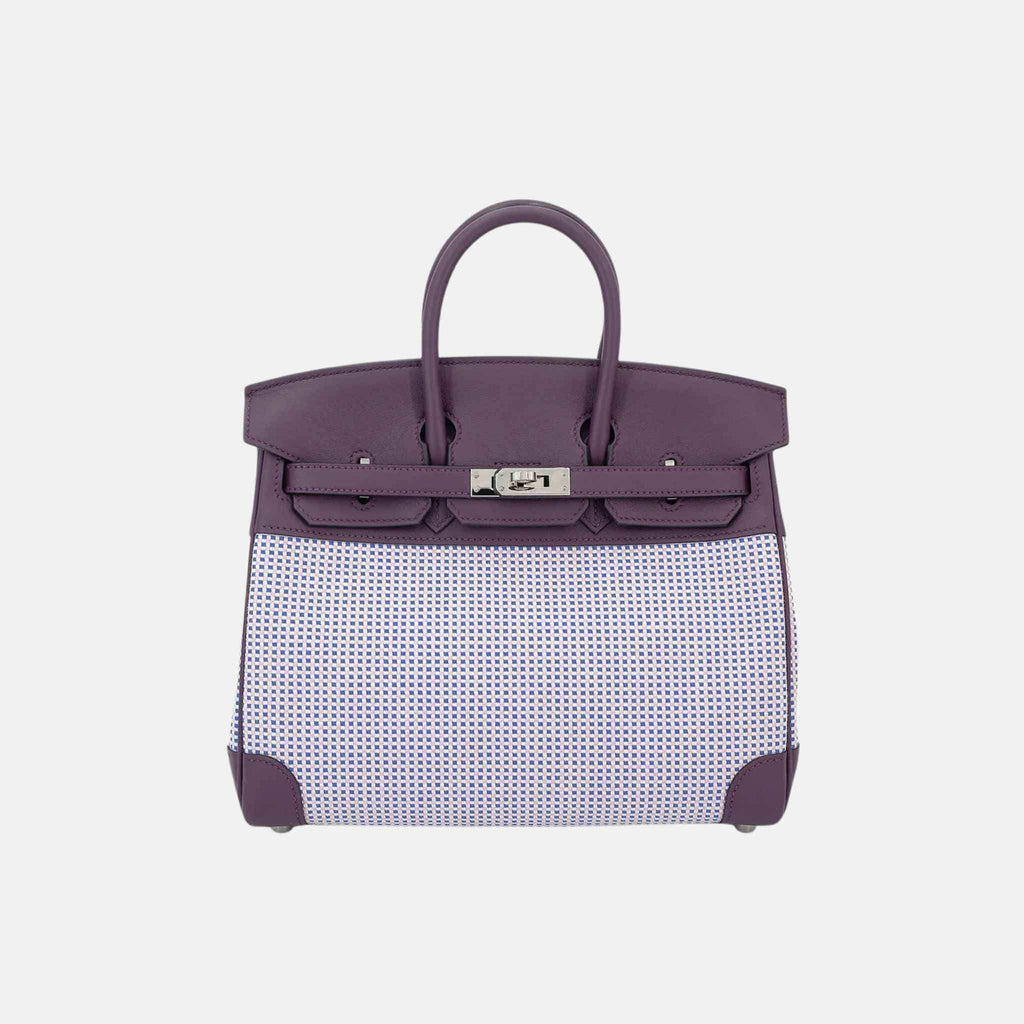 Оригінальна Birkin 25 Swift-Toile Quadrille Canvas Cassis Hermes – боковий вид