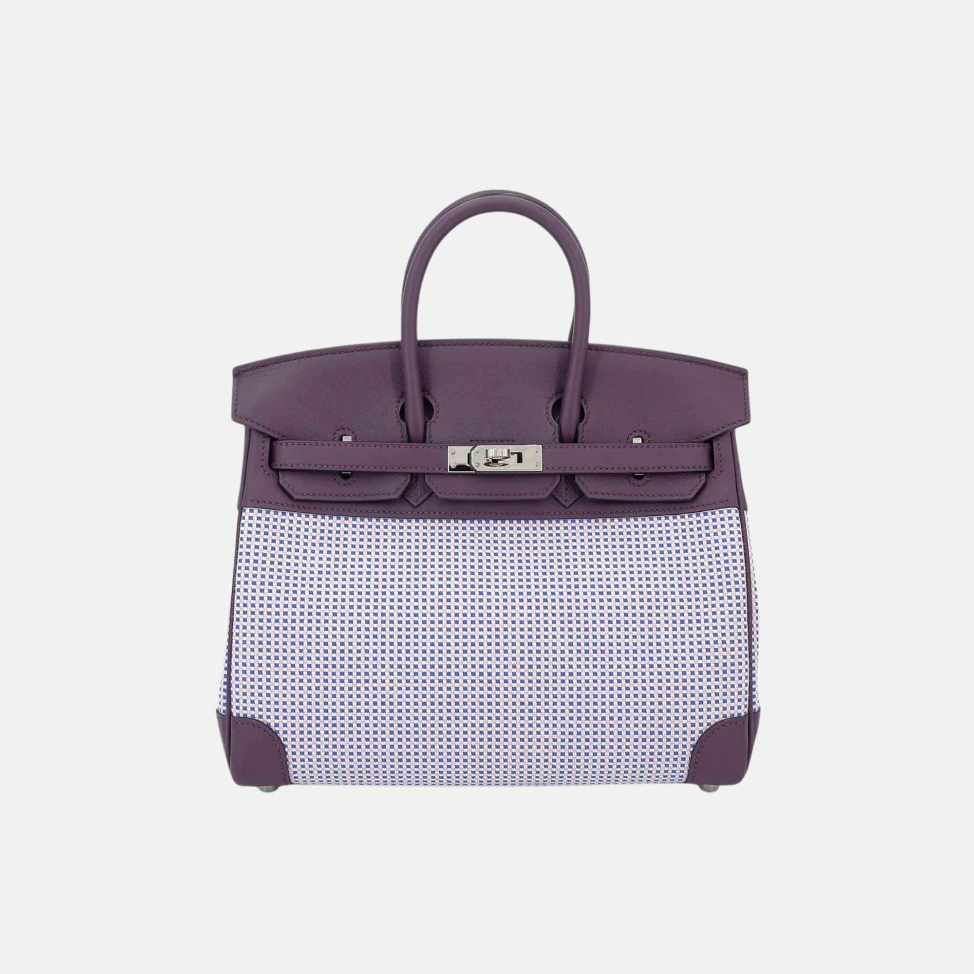 Оригінальна Birkin 25 Swift-Toile Quadrille Canvas Cassis Hermes – боковий вид
