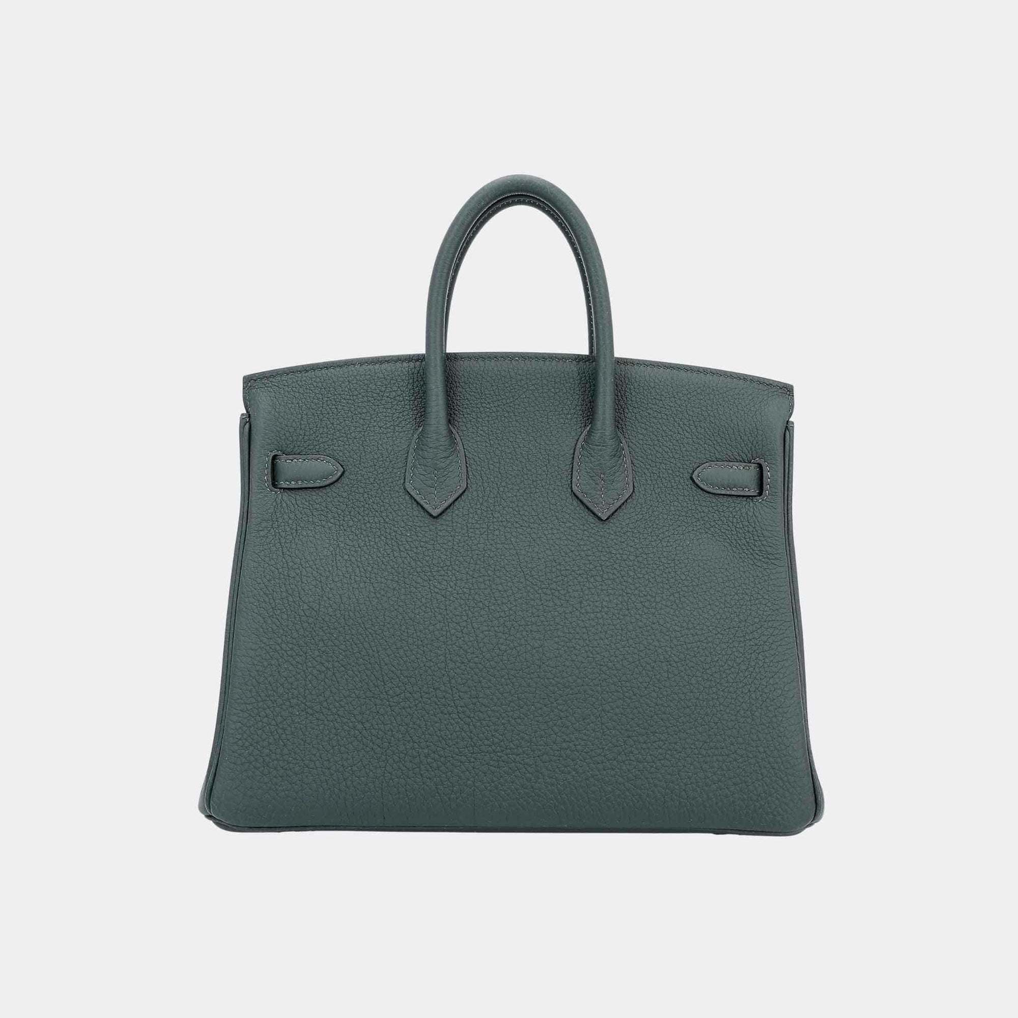 Birkin 25 Togo Vert Mangrove Pbhw Hermes – Гарантія оригінальності – вид ззаду