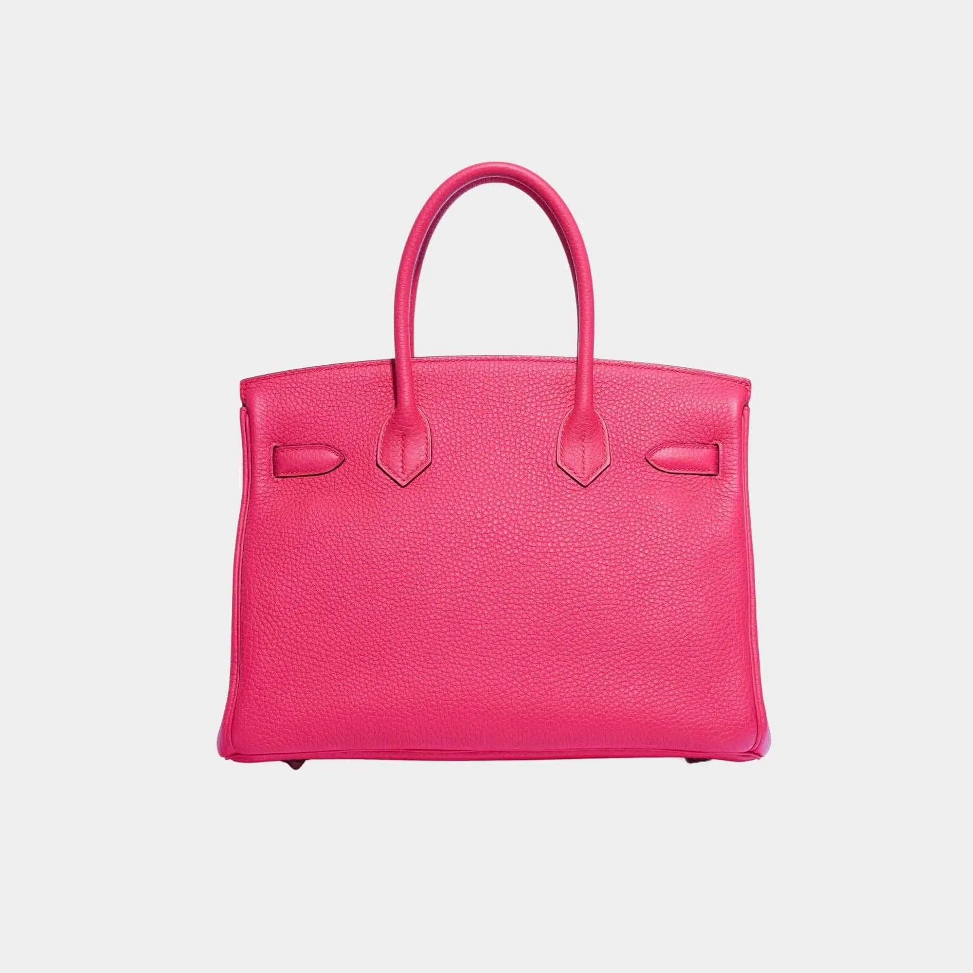 Birkin 30 Clemence Taurillon Rose Extreme Phw Hermes – Гарантія оригінальності – вид ззаду