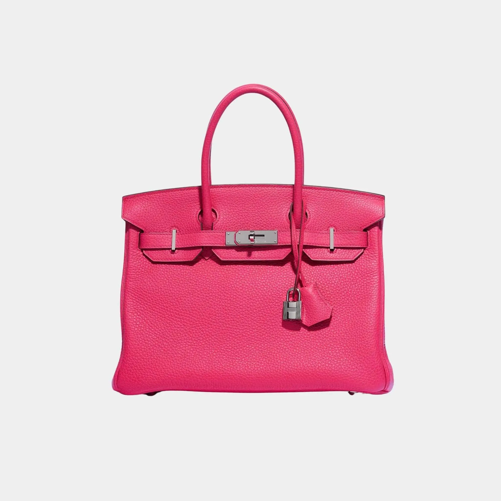 Birkin 30 Clemence Taurillon Rose Extreme Phw Hermes – Гарантія оригінальності – боковий вид